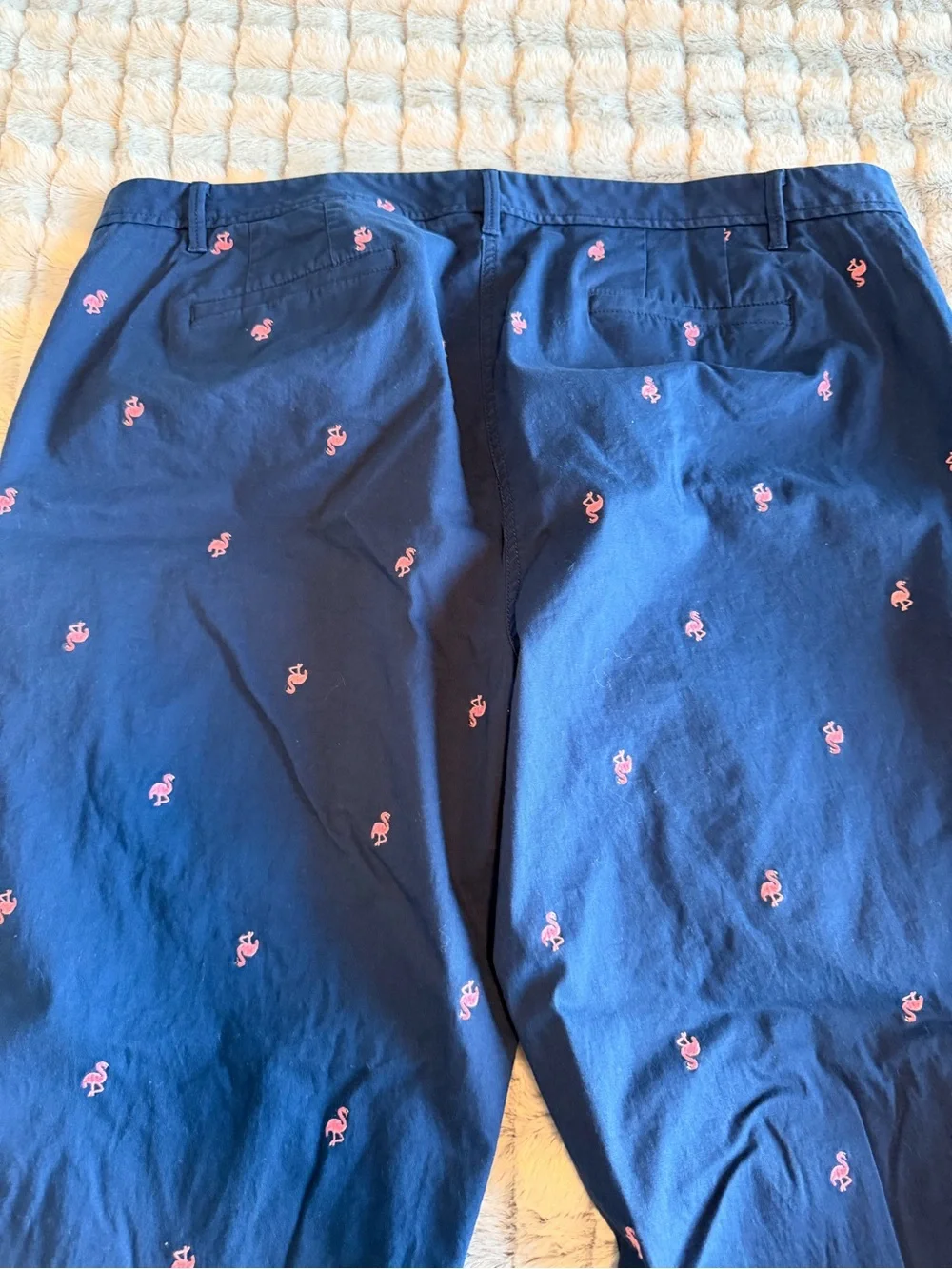 Talbots Navy Relaxed Chino Pants with Pink Flamingo Embroidery SIZE 20W - Picture 7 of 12